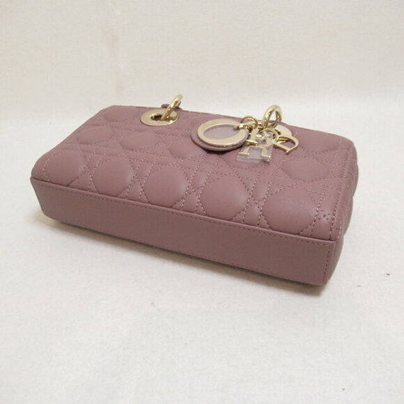 Dior Lady Dior Tote Bag Lambskin Sheepskin Purple Lavender - Picture 4 of 9